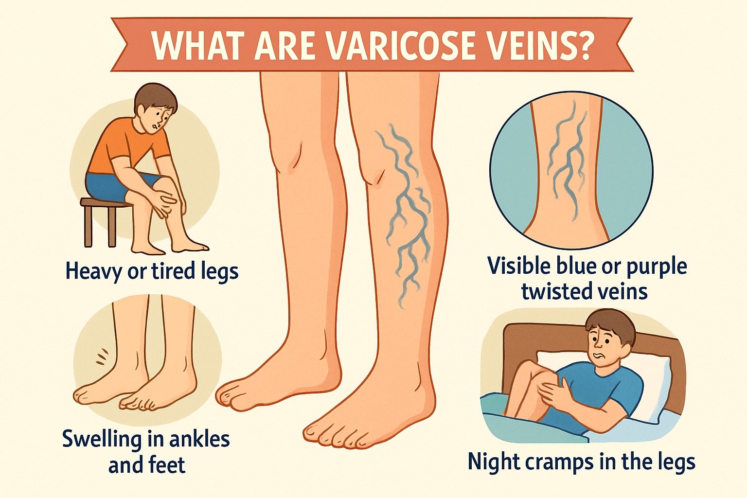 Varicose veins are swollen